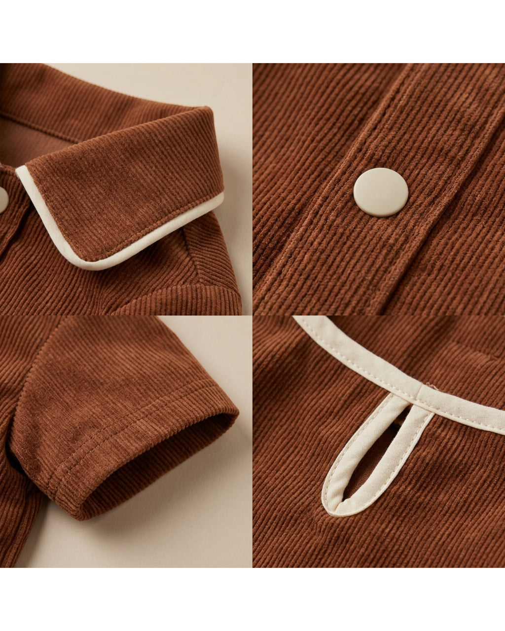 Jrpxf Corduroy Collared Pet Shirt Medium Chestnut Cream - Detail view