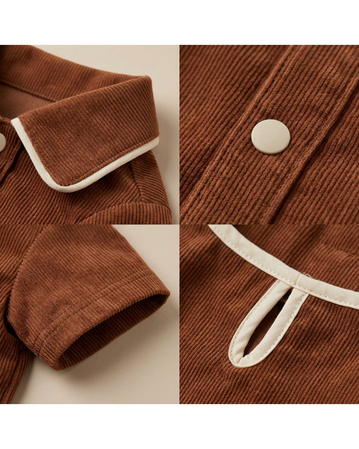 Jrpxf Corduroy Collared Pet Shirt Medium Chestnut Cream - Detail view