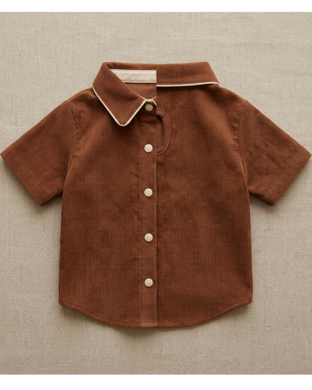Jrpxf Corduroy Collared Pet Shirt Medium Chestnut Cream - Lifestyle view