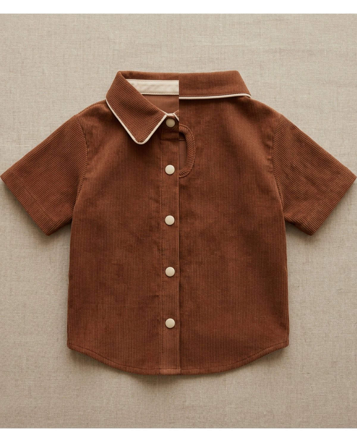 Jrpxf Corduroy Collared Pet Shirt Medium Chestnut Cream - Lifestyle view