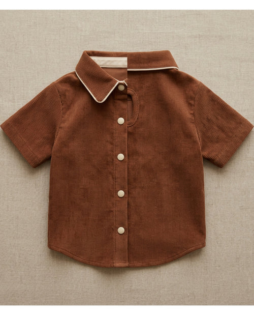 Jrpxf Corduroy Collared Pet Shirt Medium Chestnut Cream - Lifestyle view