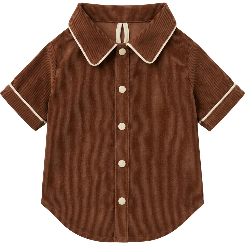 Jrpxf Corduroy Collared Pet Shirt Medium Chestnut Cream - Product view