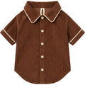 Jrpxf Corduroy Collared Pet Shirt Medium Chestnut Cream - Product view