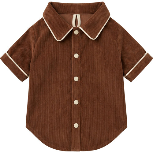 Jrpxf Corduroy Collared Pet Shirt Medium Chestnut Cream - Product view