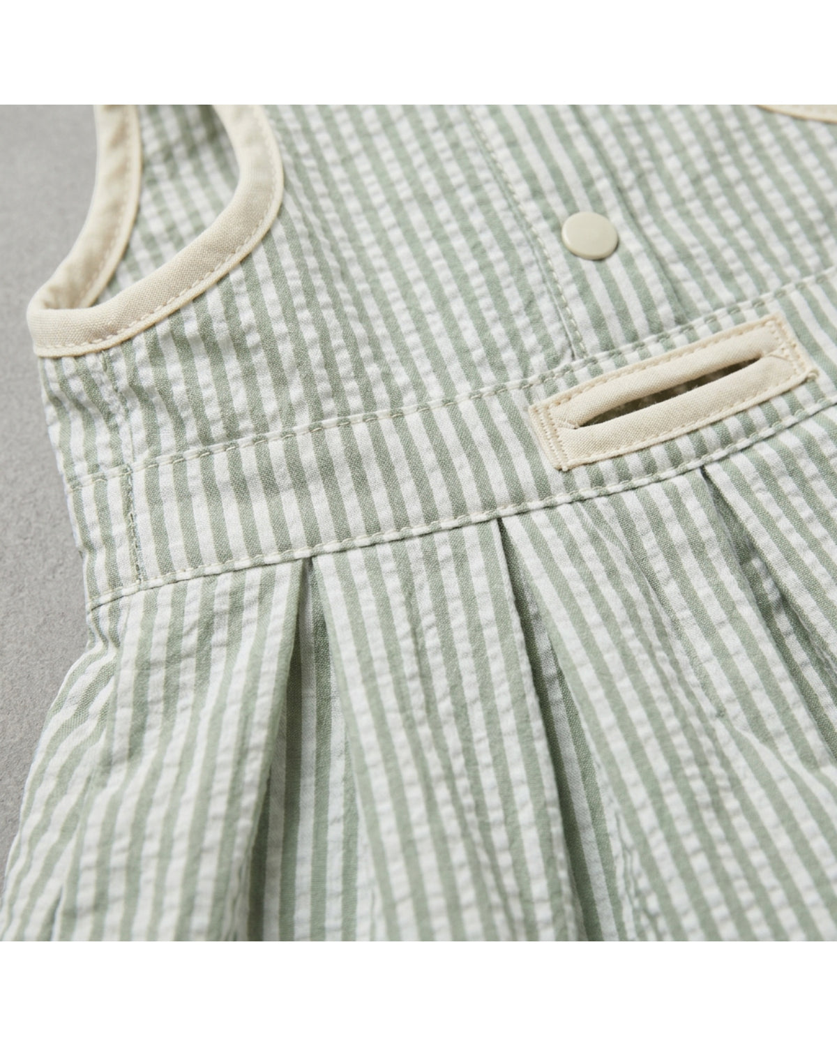 Jrpxf Seersucker Pleated Pet Dress Large Sage White - Detail view