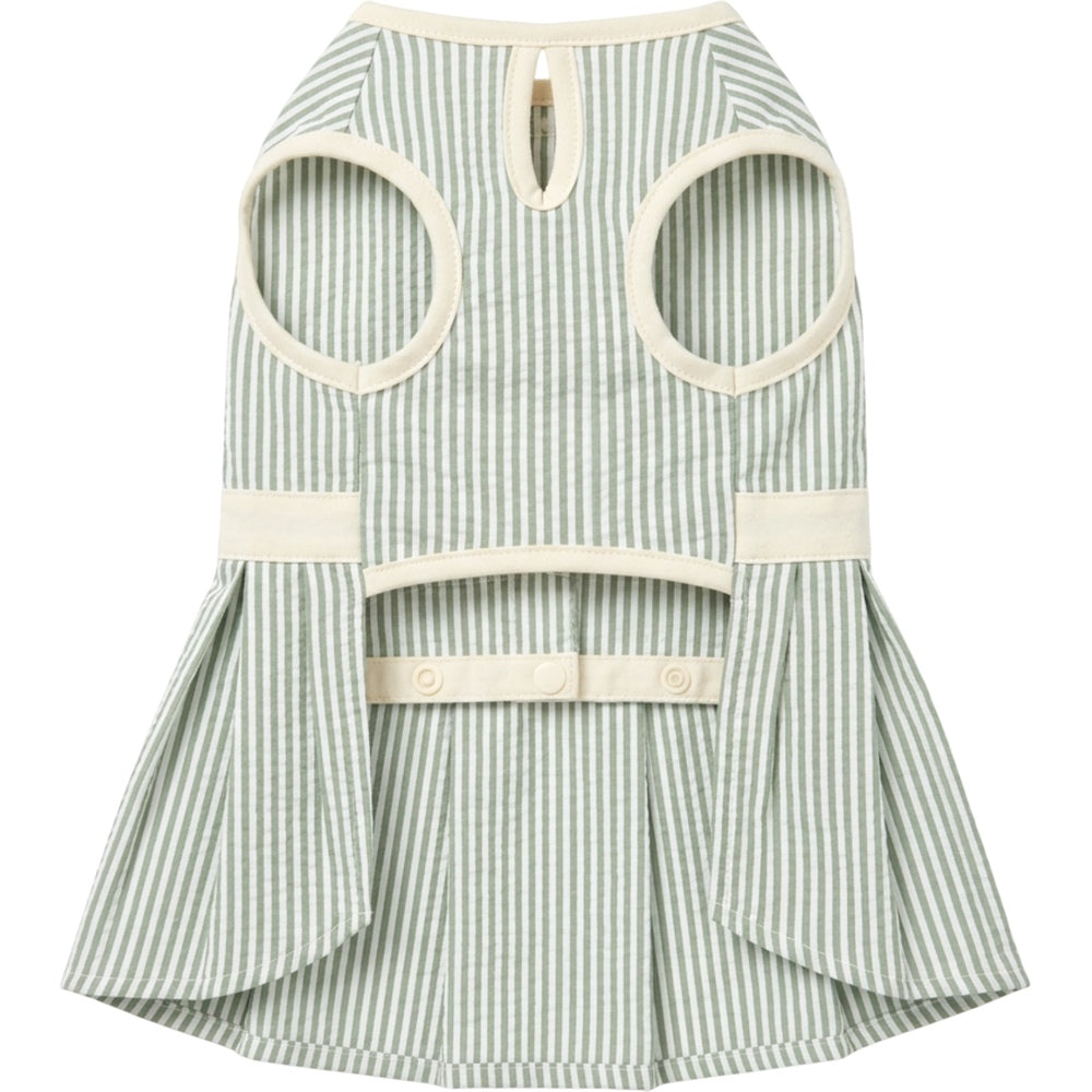 Jrpxf Seersucker Pleated Pet Dress Large Sage White - Product view