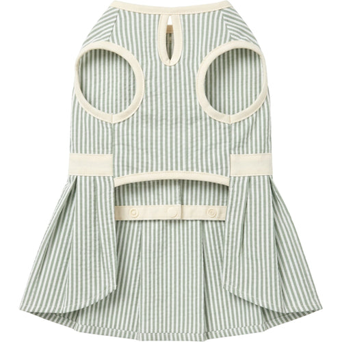 Jrpxf Seersucker Pleated Pet Dress Large Sage White - Product view